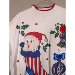 Vintage American Weekend Christmas Santa Sweatshirt White 20W/40 Holiday 90s